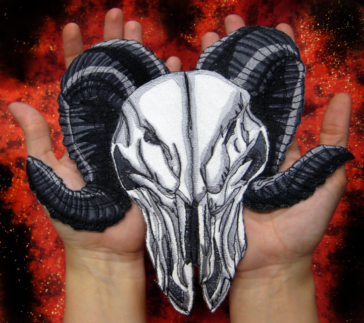 HUGE Wicked Ram Skull Patch Iron on Patch or Sew on Pagen Punk Gothic Goth  Patch