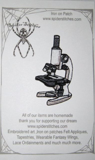 Science Compound Microscope Iron on Patch Scientist Lab spider stitches 